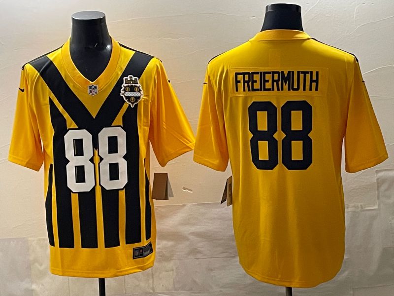 Men 2025 Pittsburgh Steelers #88 Freiermuth Yellow Retro Nike Limited NFL Jersey style 01